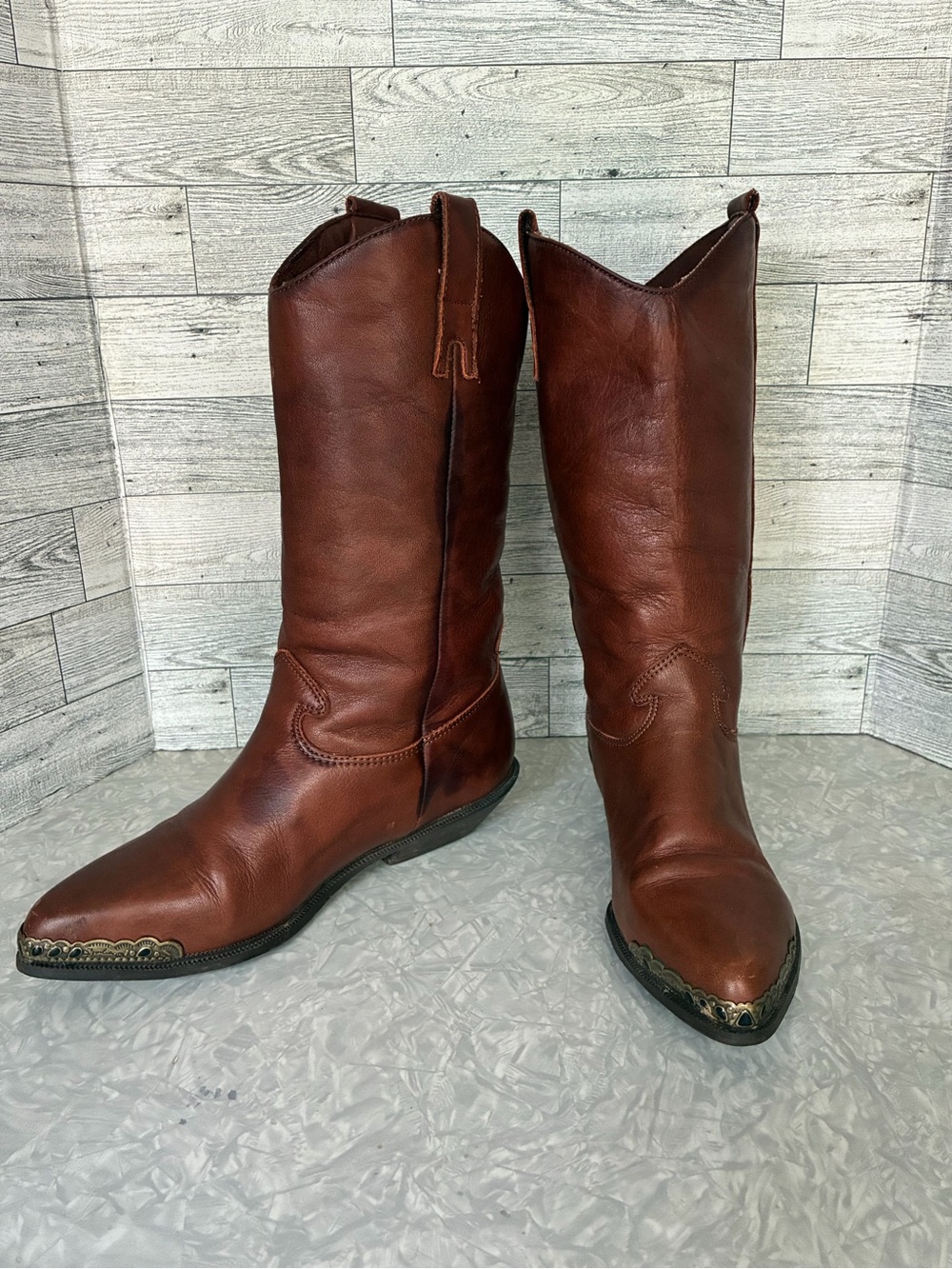 Vintage Zodiac Leather Cowgirl Boots (7.5)